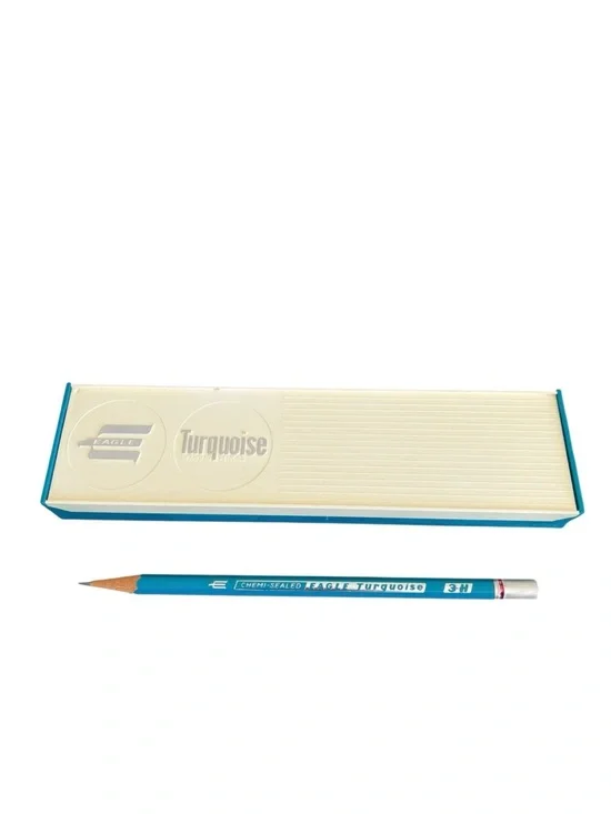 Vintage Eagle Turquoise Drawing Pencil Box 3H Chemi-Sealed