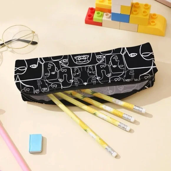 Abstract face pattern pencil case