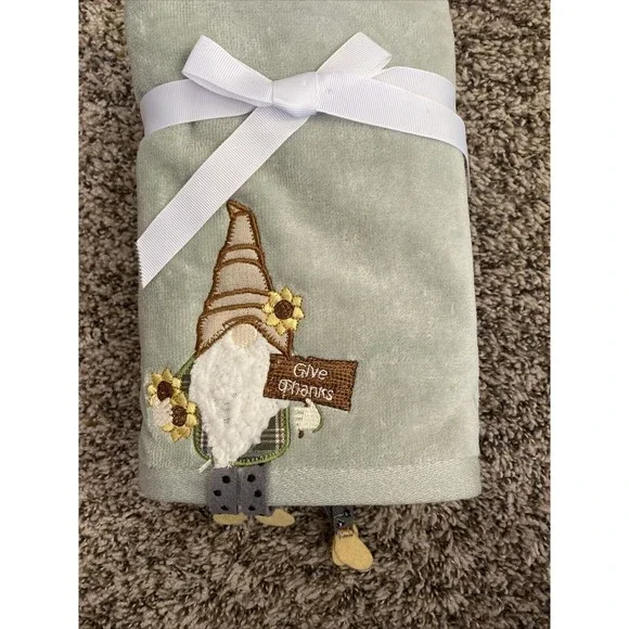 Well Dressed Home 2 Piece Fall Gnome Set Hand Towels Thanksgiving So Cute!