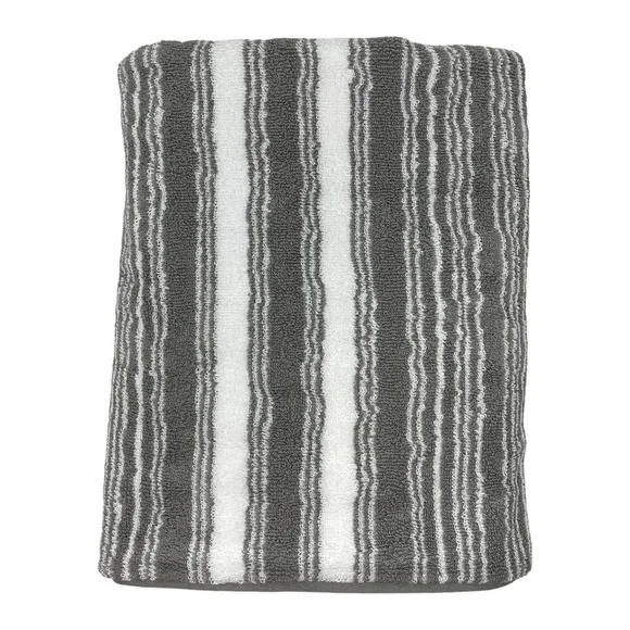 Lauren Ralph Lauren Sanders Pewter Striped Bath Towel NWT