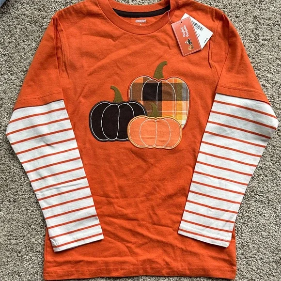 NWT Gymboree Orange Pumpkin Plaid Long Sleeve Tee size 8