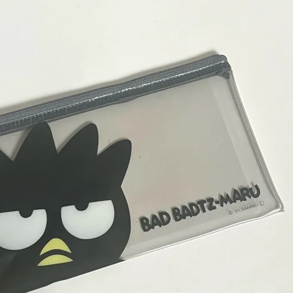 🍭3/$15 🎉 Sanrio Bad Badtz-Maru clear black slim pencil zipper pouch