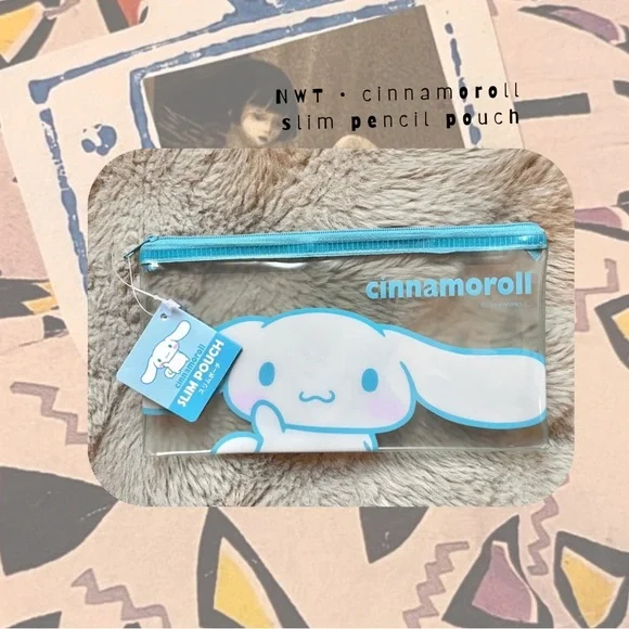 🆕 🎉 set of 2 clear zipper Sanrio pouches featuring Cinnamoroll & Bad Badtz-Maru