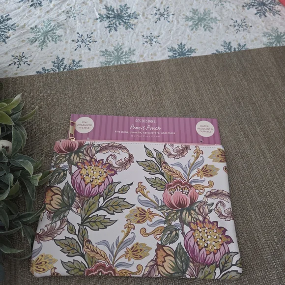 Floral Pencil Pouch - Pink and Green