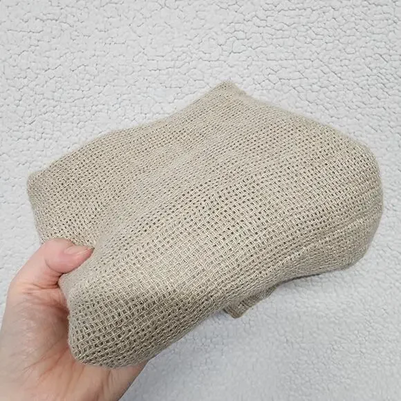 Thing Stories Natural Linen Bath Towel 25×59″ Beige Open Weave Gym Bathroom