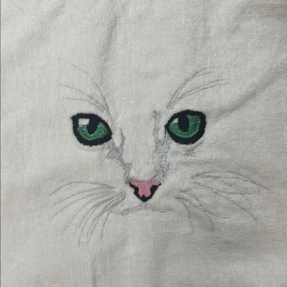 R.A. Briggs White Embroidered Cat Towel