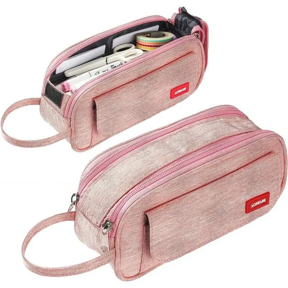 Big Capacity Pencil Bag School College Organizer Travel Bag Pink