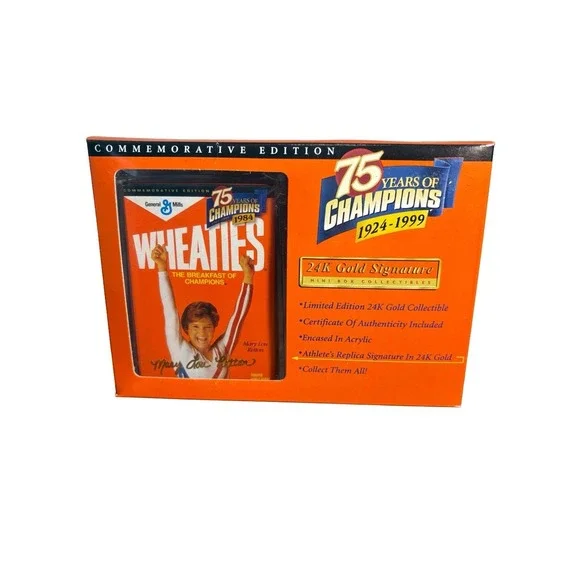 1999 Wheaties 75th Collectibles 24K Gold Signature Mini Box -‎ Mary Lou Retton