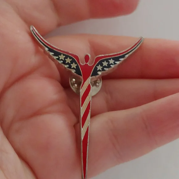 American Angel Pin Wing Patriotic stars stripes Independence Day Election
