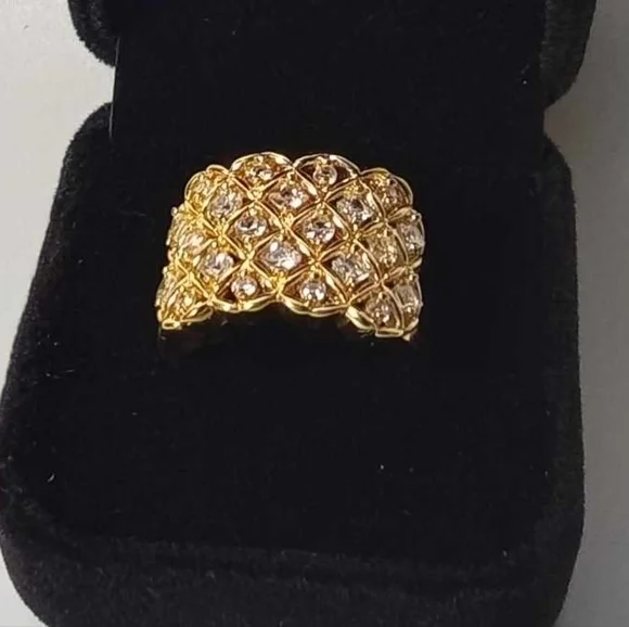 Gold plated diamond cz's ring size 10 unisex