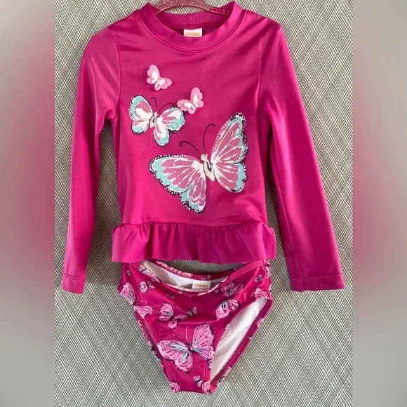 Gymboree- Butterfly Print Long sleeve Swimsuit 2pc Set (Size 3T) NWOT