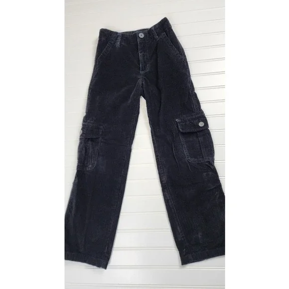 Gymboree Boys Corduroy Cargo Pants Black Slim‎ Fit Size 8