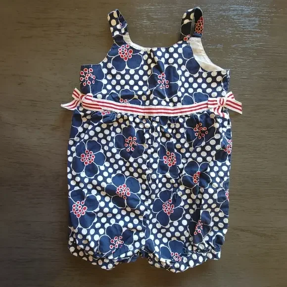 Gymboree Patriotic Red,‎ White, & Blue Romper Size 18-24M