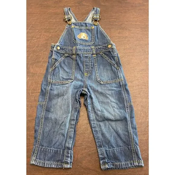 Gymboree 18-24 Month‎ Overalls with Embroidered Dog on Front Pocket 100% Cotton
