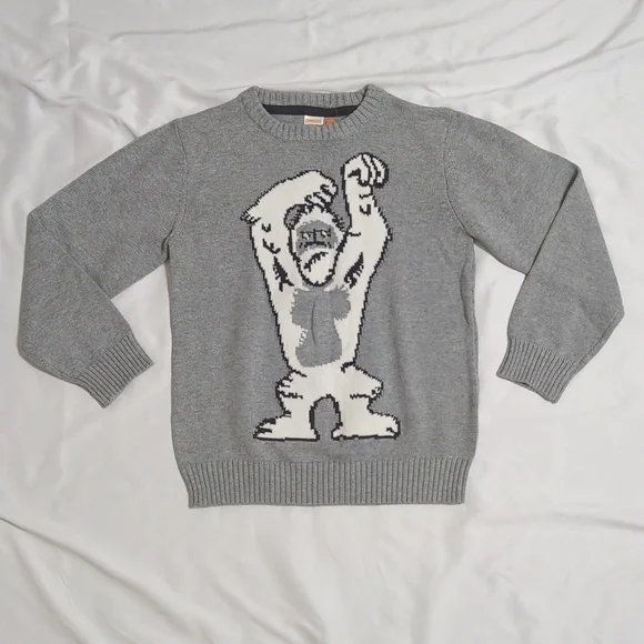 Gymboree Yeti Abominable Snowman Boy's Pullover Sweater, Color Grey/White Sz M