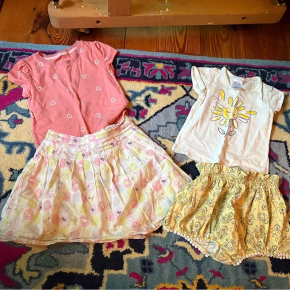 Gymboree Bonnie Jean 4T Girls Floral Skirt Yellow Daisy Shorts Set bundle lot