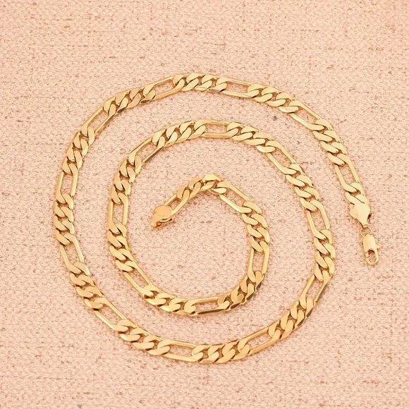 20 Inch Figaro Chain 6mm Wide 18K Yellow Gold