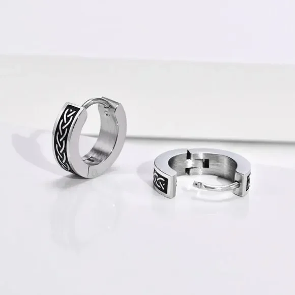 Viking Braid Stainless Hoop Earrings