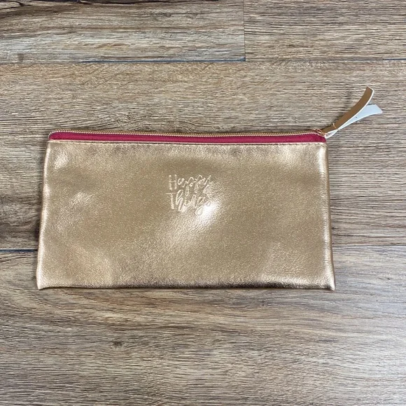NEW Rose Gold “Happy Things” Zipper Pouch Case