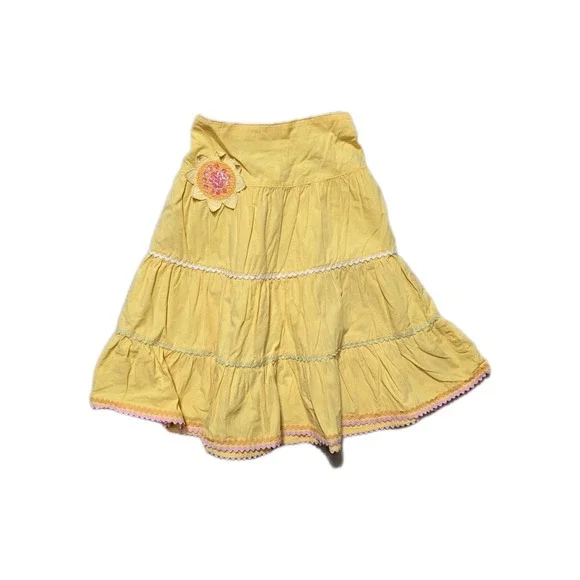 Gymboree Sunflower Fields Girls Midi Skirt Yellow 6 Vintage Tiered 2006