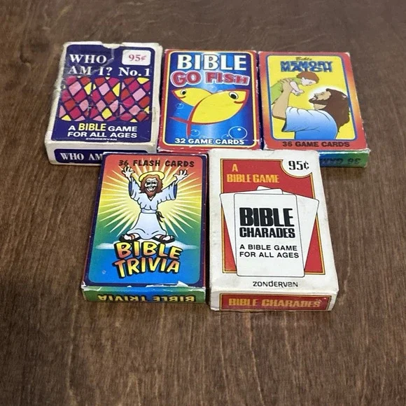 Lot Of 5 Vintage Bible Card Games Kids/Adults 1970'S Sunday School Fun READ