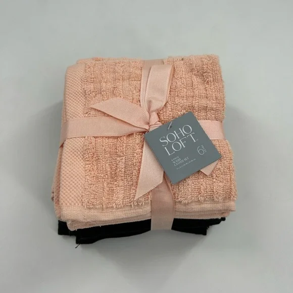 Soho Loft Pink and Black washcloth Set