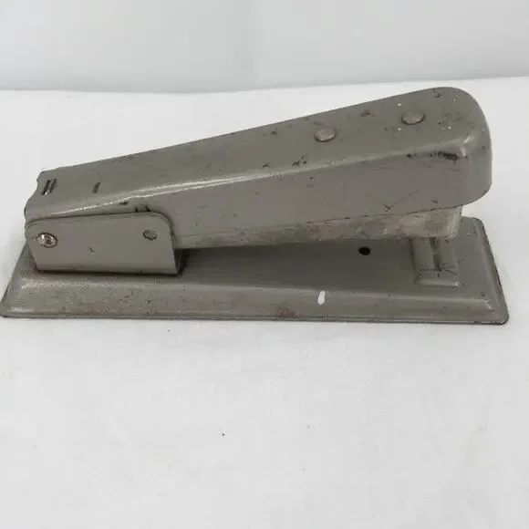 Vintage Metal Stapler Steel Movie Set Prop Small Mini Gray
