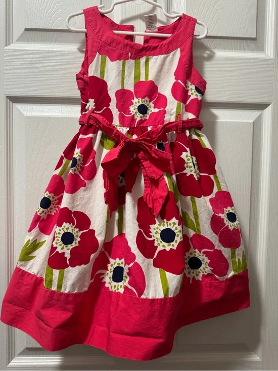 Gymboree Hot Pink Floral Tie-Waist Dress