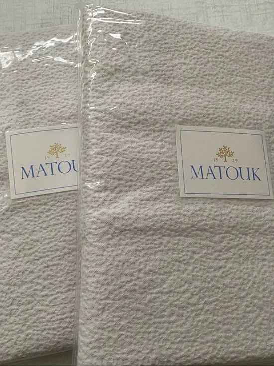 Set 2 Matouk Malibu Coverlet by Matouk Euro Sham 27x27, Knife Edge - White