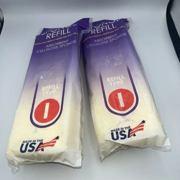 2-Sponge Refill -Type I -Absorbent Cellulose Sponge Refill - New -Factory Sealed