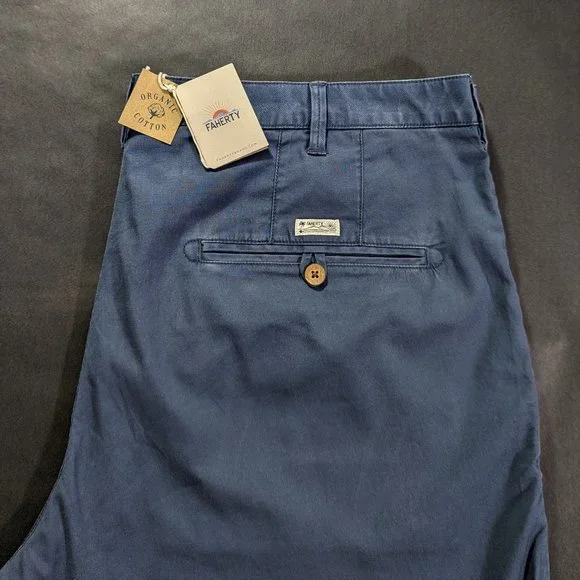 Faherty Island Life Shorts Size 42 Organic Cotton Blue Men`s Chino