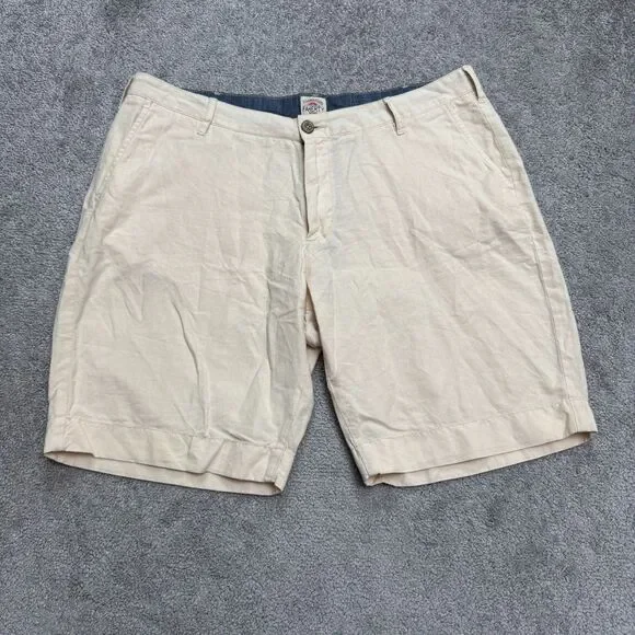 Faherty Linen Blend Chino Shorts Mens 34 Beige Flat Front Casual Summer Classic