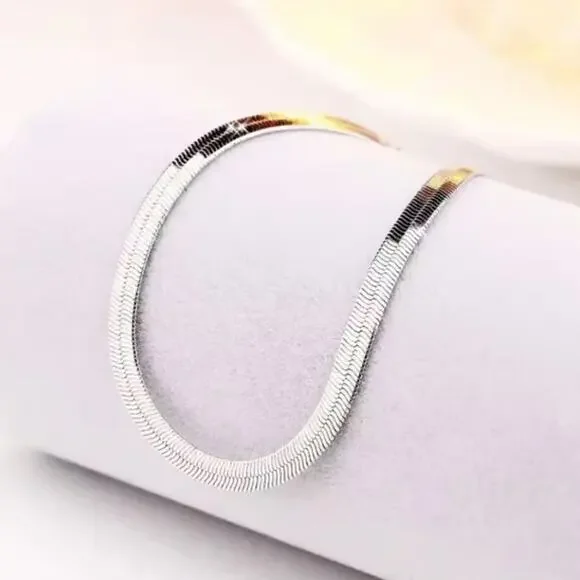 925 Silver Herringbone Bracelet Snake Scale Chain Fashion Anniversary Birthday