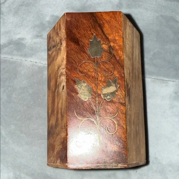 Vintage Boho Carved Wood and Inlaid Sheesham  Pencil Holder T22