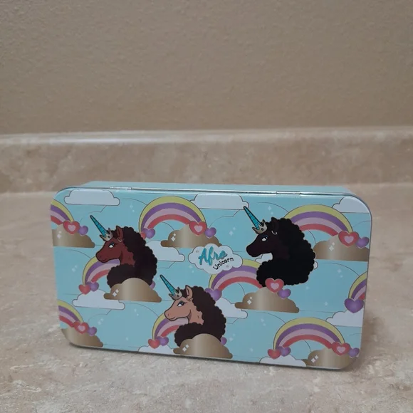 Afro Unicorn Rainbow Pencil Box  NWT Size:7.75