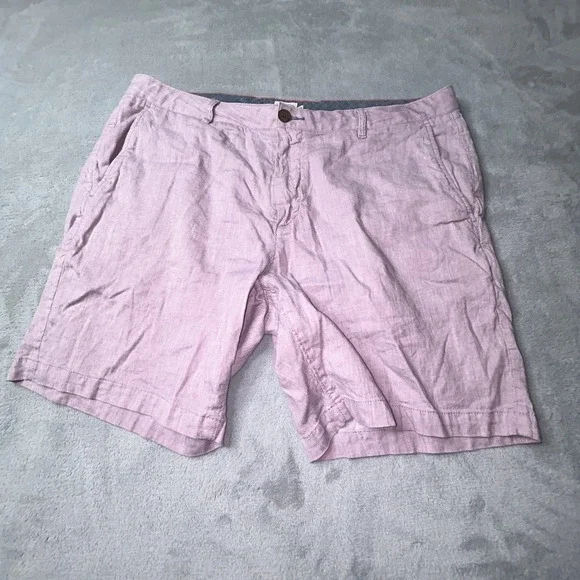 Faherty Shorts Mens 36 Pink Linen Blend Casual Chino Lightweight Summer Pockets