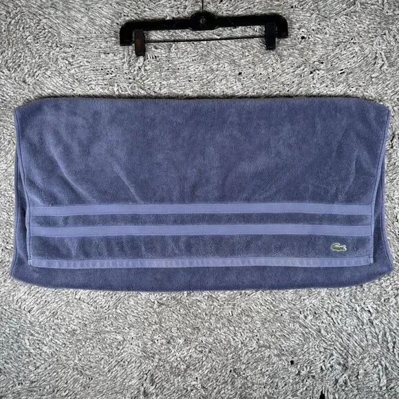 Lacoste Bath Towel Baby Blue Designer Shower Embroidered Logo Alligator