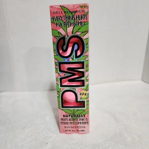 New Onyx Bathhouse PMS‎ Infused Eucalyptus 4 Bath Bombs Set 12 oz 340 gr