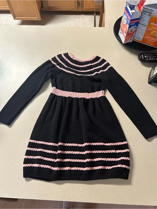 Gymboree Black Dress with Pink Trim