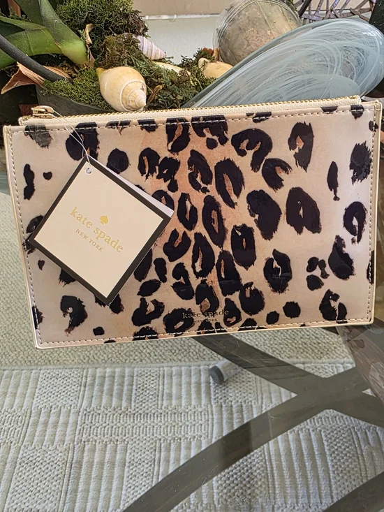 kate spade Leopard Print Pencil Pouch 6 Pc Set