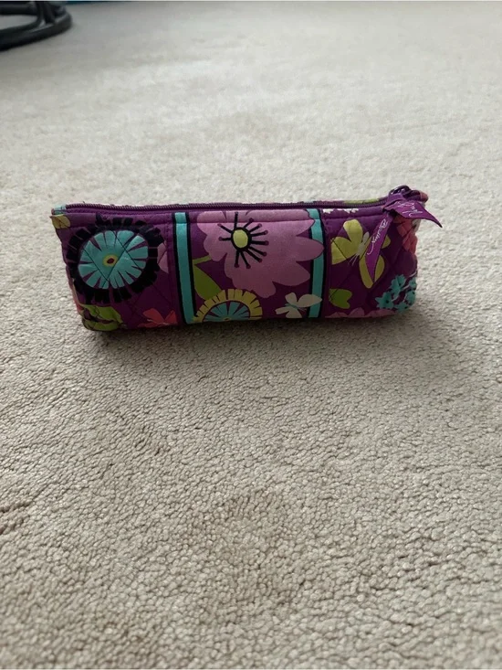 Vera Bradley Purple Floral Quilted Pencil Pouch