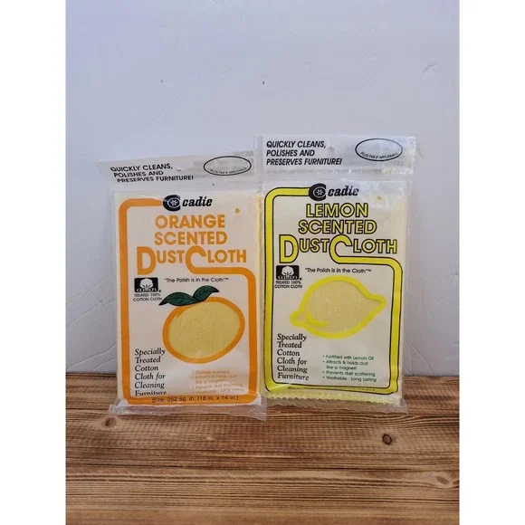 Orange And Lemon Scented‎ Cotton Dust Cloth by Cadie New Old Stock Lot 2 Packs