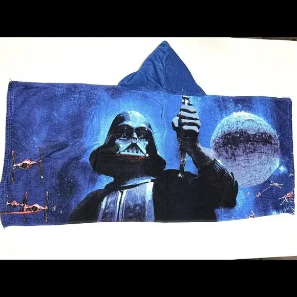 Star Wars Kids Hooded Bath Towel Wrap Poncho Darth Vader 100% cotton 47”x20”