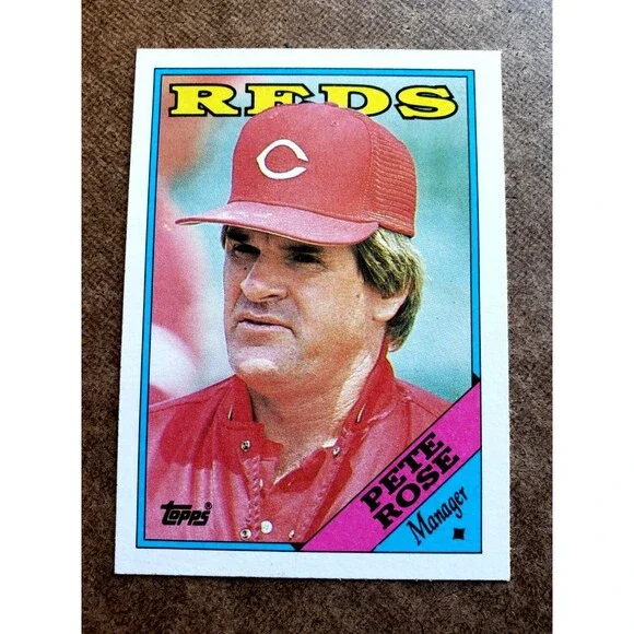Vintage 1988 Topps PETE ROSE CINCINNATI REDS TEAM CHECKLIST MLB Card 475 CORNERS