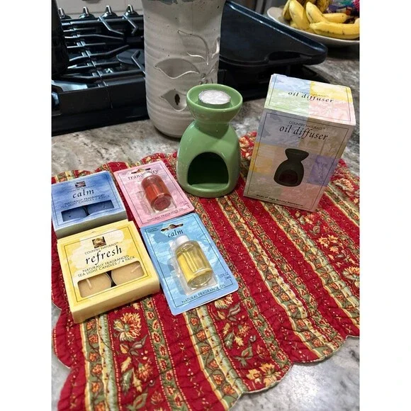 Country Naturals Oil Diffuser W/Candles Scents Calm Tranquility