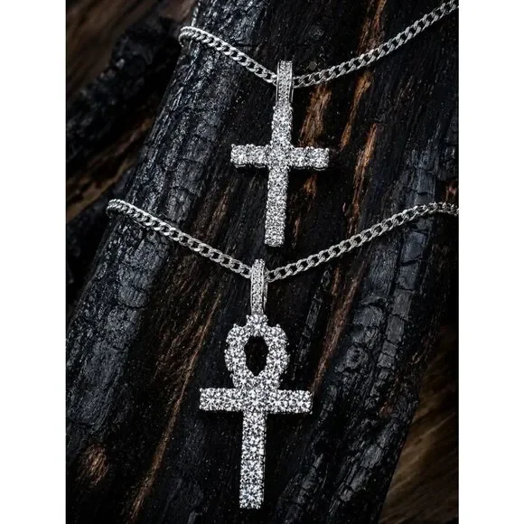 Stainless Steel Cross & Ankh Necklace set