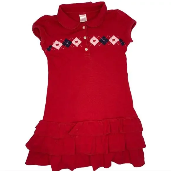 Gymboree 6 red argyle ruffle dress