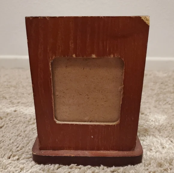 Classic Brown Wooden Photo Frame Pencil/Pen Holder
