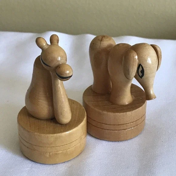 Vintage Wooden Elephant &‎ Camel Pencil Sharpeners