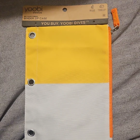 Yoobi Yellow and Gray Binder Zip Case